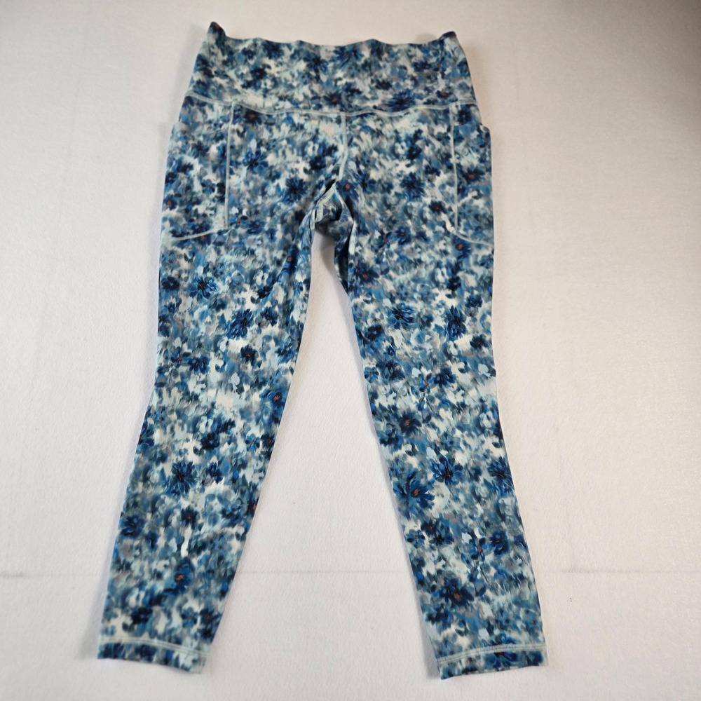 Athleta Floral High-Waisted Leggings with Pockets Size L (B9)